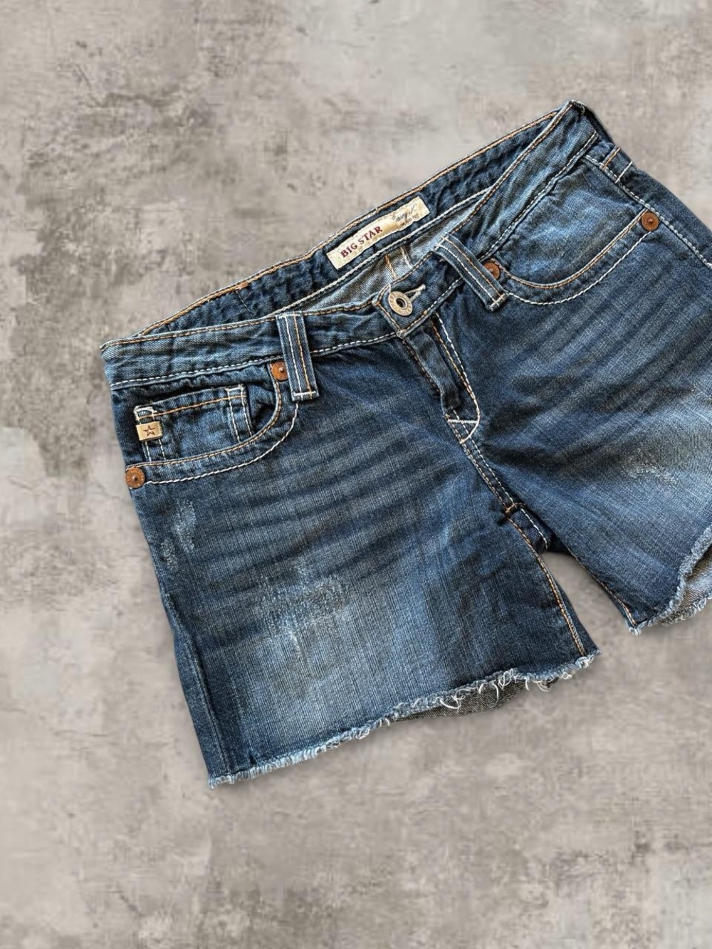 Big Star Blue Frayed Hem Denim Shorts - Picture 6 of 8